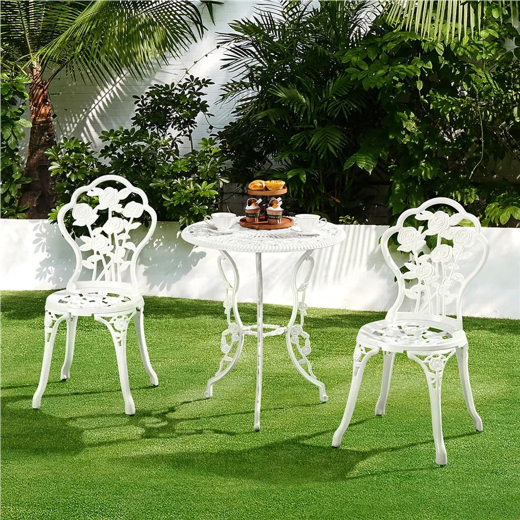 Yaheetech Bistroset - 3-delig - Vintage - Metaal - Wit