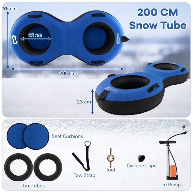 Coast 2-Zits Sneeuwslee - 200 cm - Met Trekband - Blauw