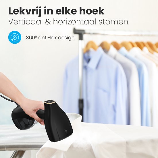Auronic - Kledingstomer –  Incl. 2 Opzetstukken – 300ml - 1500 W – 17,8 x 10,2 x 25,4 cm – Zwart