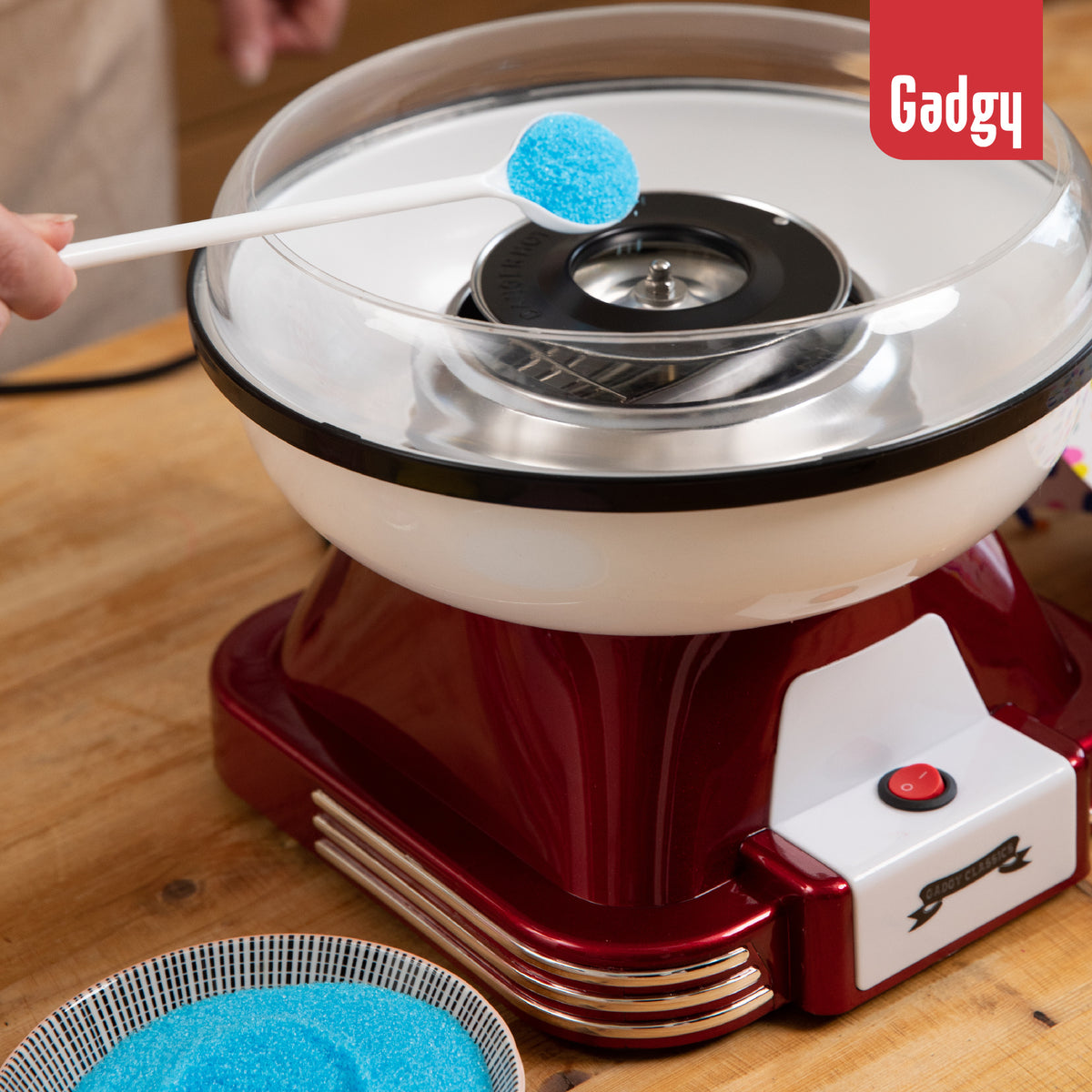 Gadgy Suikerspinmachine Retro, met 10 Stokjes en Maatlepel - Suikerspinmakers - Snoep - Kinderfeestje - Suikerspin Suiker - Cotton Candy - Suikerspinmachines