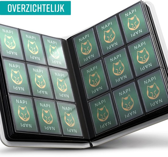 NAPI Toploader Pro Binder voor 288 Kaarten - Premium Verzamelmap Toploaders met Ritssluiting - Trading Cards Map - 9 Pocket - Kunstleer - Rood/Wit
