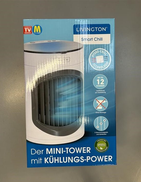 Livington SmartChill wit - draagbare luchtkoeler - waterkoeling - luchtkoeler - 3 snelheden - voor 12 uur koeleffect