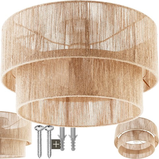 tectake® Plafondlamp Boho stijl- Hanglamp met lampenkap van jute - 40W