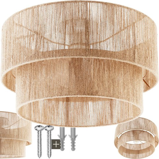 tectake® Plafondlamp Boho stijl- Hanglamp met lampenkap van jute - 40W