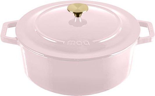 MOA Gietijzeren Braadpan - 7,2L - Voor Alle Warmtebronnen incl. Inductie - Met Deksel - Ø 30cm - Anti-Aanbaklaag - Lila