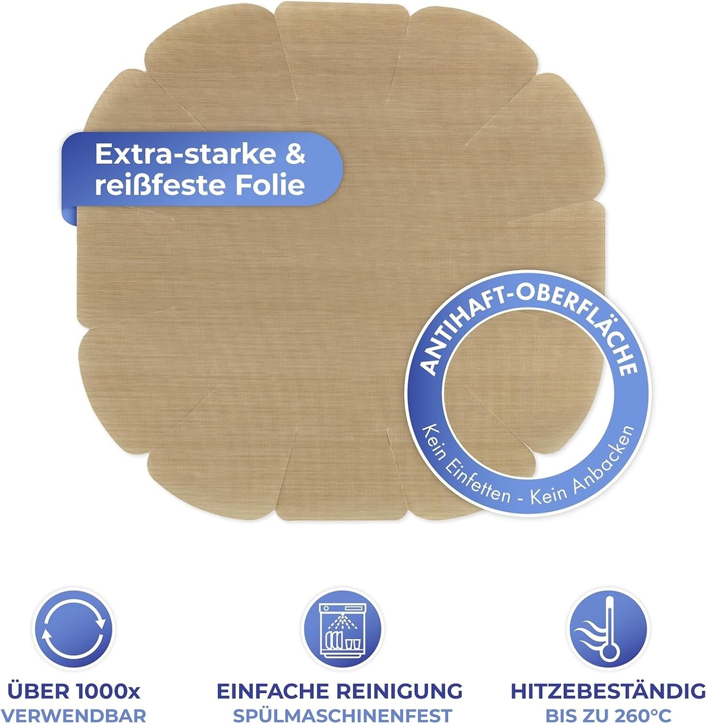 WENKO Herbruikbare Antiaanbak Bakfolie - 40 x 35 cm - Tot Ø26 cm - Hittebestendig tot 260°C