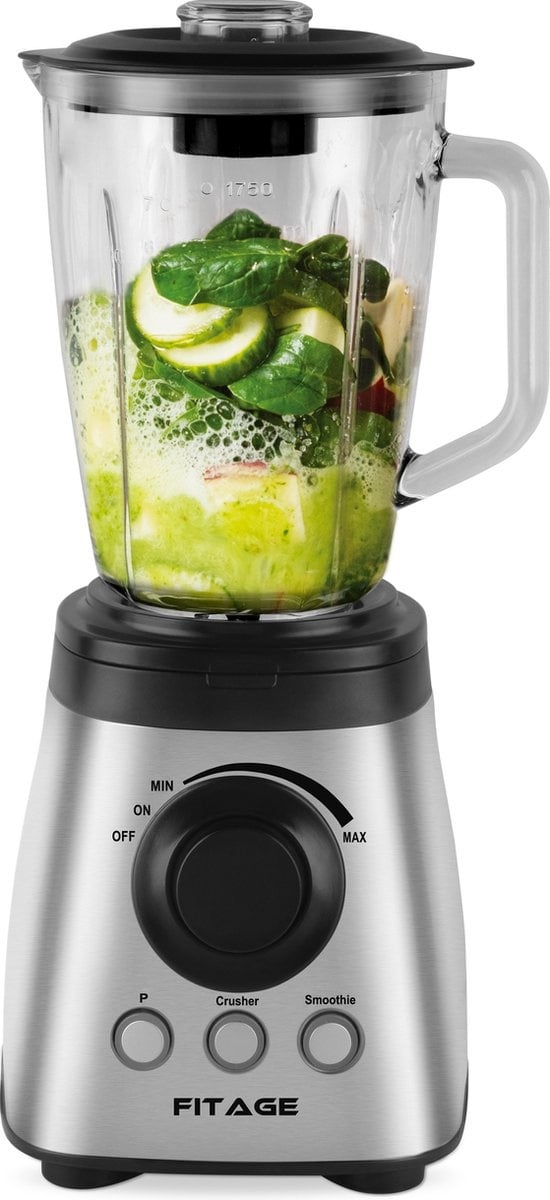 FITAGE Blender - Keukenblender - 1200W en 1.9L Kan - Smoothie Maker - Blender to Go