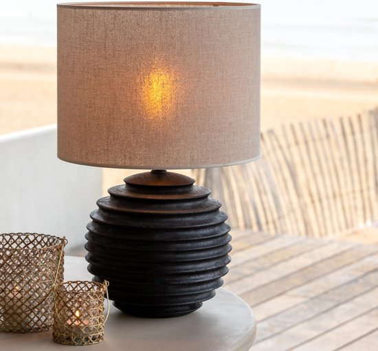 Light & Living Lampenkap Breska - 35x30x35 (BxHxD) - Textiel - Zandkleur