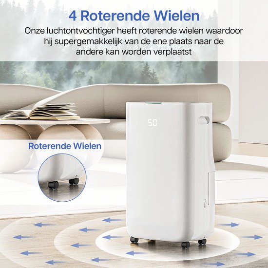 Komodo Luchtontvochtiger Humi S - 25L Per Dag - Slaapkamer, Badkamer, Huis & Kelder - Dehumidifier - Was-droog Functie - Voorkomt Schimmel