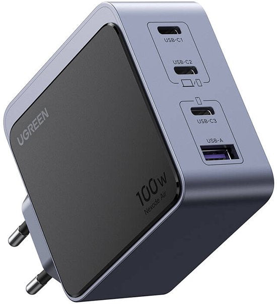 Ugreen Nexode S 100W 4-Port GaN Fast Charger EU gray Mobiele computer, Mobiele telefoon, Laptop, Powerbank, Tablet Grijs AC Binnen