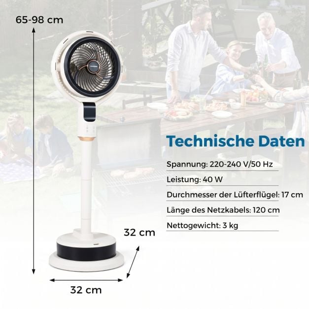 Coast Vernevelingsventilator met Afstandsbediening – 65-98 cm – 1,7 L – Wit