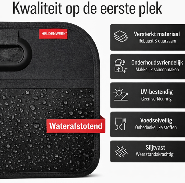 HELDENWERK kofferbaktas opvouwbaar en stabiel - kofferbakorganizer boodschappentas voor praktische opslag - autovouwdoos, kofferbakdoos (zwart)
