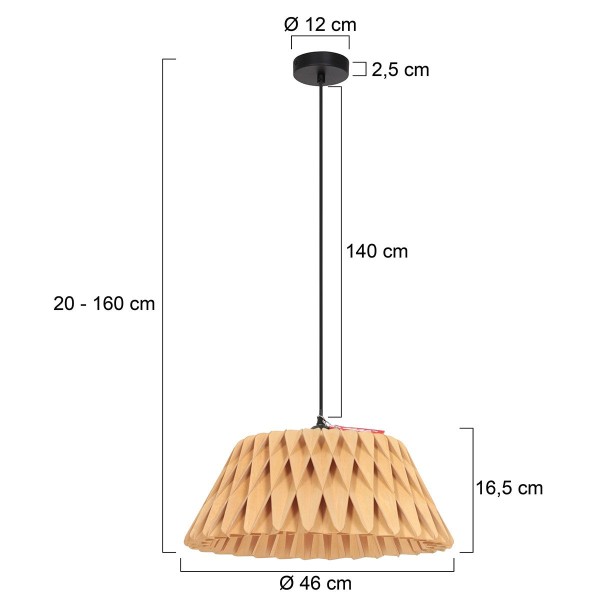 Anne Lighting - hanglamp - Maze - naturel - hout - Ø 46cm - E27 - 3490E