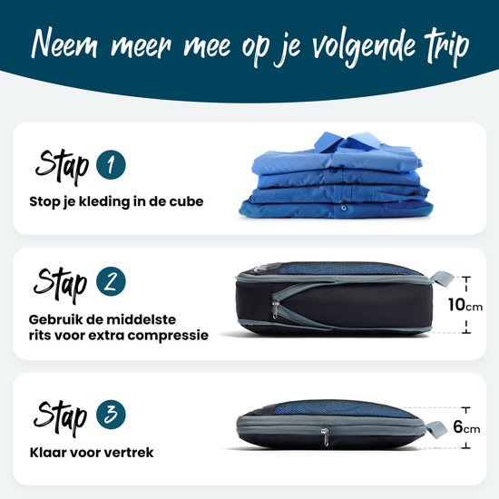 Packing Cube met Compressierits - Losse Compressie Cube - S - Mesh Zwart | Sunflake