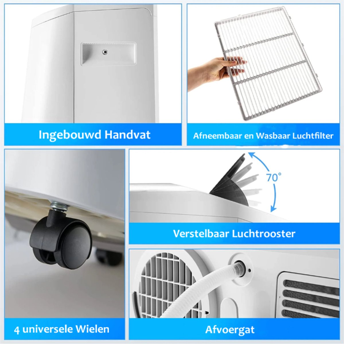 Coast Draagbare Airconditioner (5-in-1) - 14.000 BTU, 40 m² Bereik & Laag Geluidsniveau - 44,5 x 39 x 77 cm - ABS - Wit