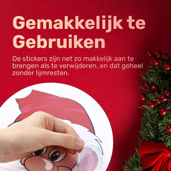 Giftmas - Raamstickers - Kerst Raamdecoratie - Kerst Stickers - Raamstickers Kinderen - Kerstversiering voor Binnen - Kerstversiering - Kerstman - Rendier - 50 stuks