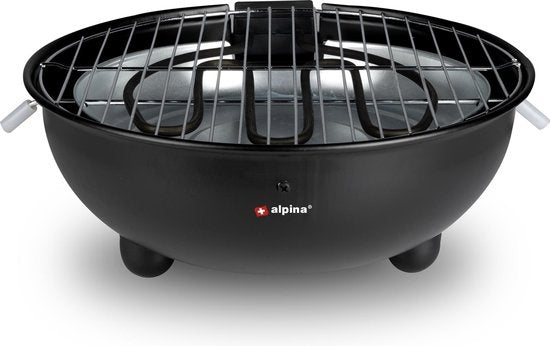 alpina Elektrische BBQ - Tafel-Barbecue - Geen Rook - Binnen Barbecueën - 1250W - Ø 30 Cm - Zwart