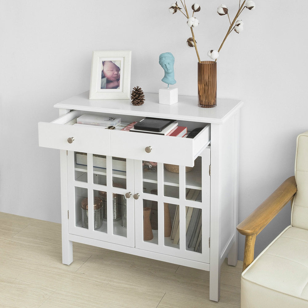 SoBuy FSB23-W Keukenkast met 2 Laden en 2 Deuren - Wit - 80x80x34 cm - Landelijk
