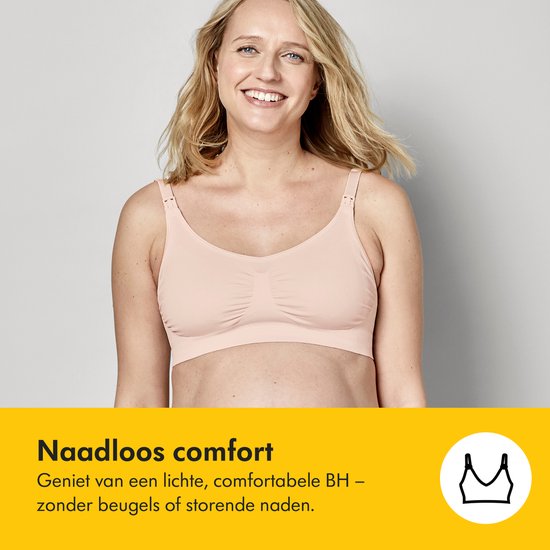 Medela Keep Cool bh - Naadloze voedingsbh - Zwangerschapsbh met 2 ademende zones - Soft Touchmateriaal - Zwart - Maat L