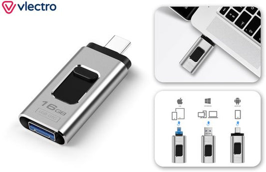 Vlectro - 4-in-1 USB-stick voor smartphone, tablet en laptop - 64 GB