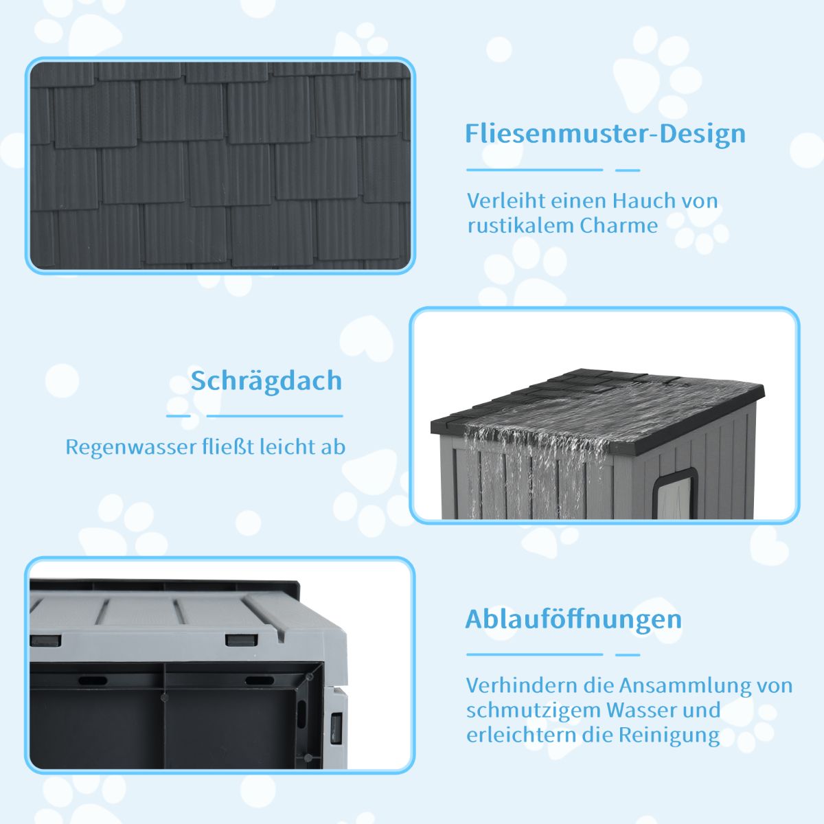 Coast Kunststof kattenhuis - weerbestendig - dubbele PVC-deuren - grijs - 62,5 x 54 x 56,5 cm