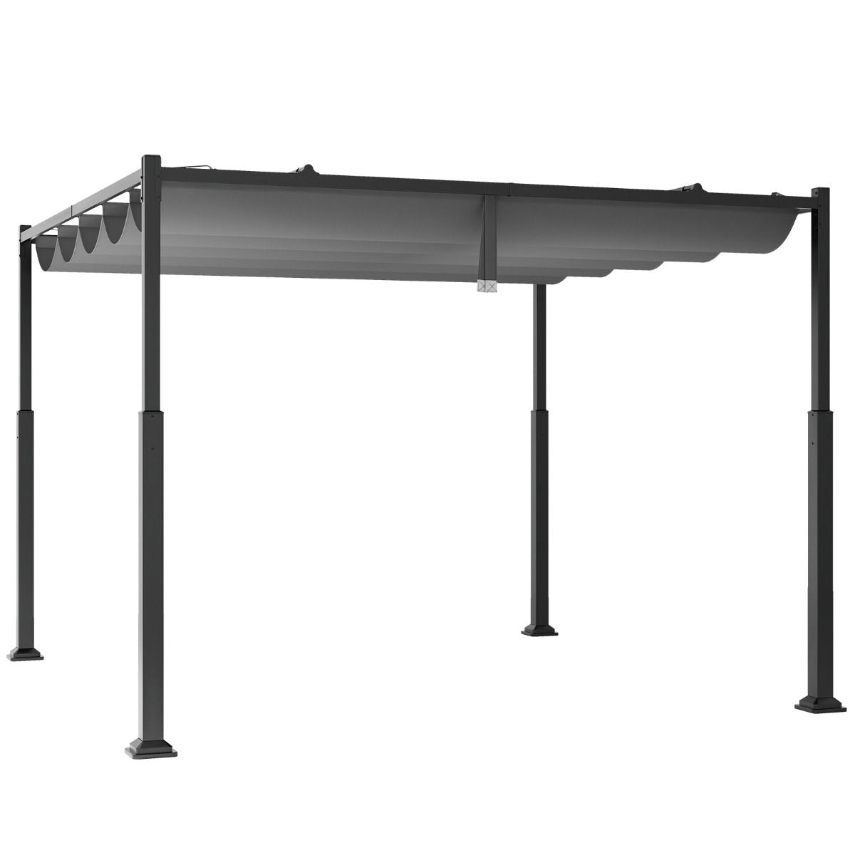 Coast Buitenpergola - uitschuifbare luifel - zware metalen kolommen - grijs en zwart - 310 x 310 cm