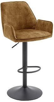 Ottawa bar Barstoel met armleuningen - 2 stuks - zwart metalen voet - vintage velours stof - verstelbare zithoogte 63-84 cm - 52x91x51 cm