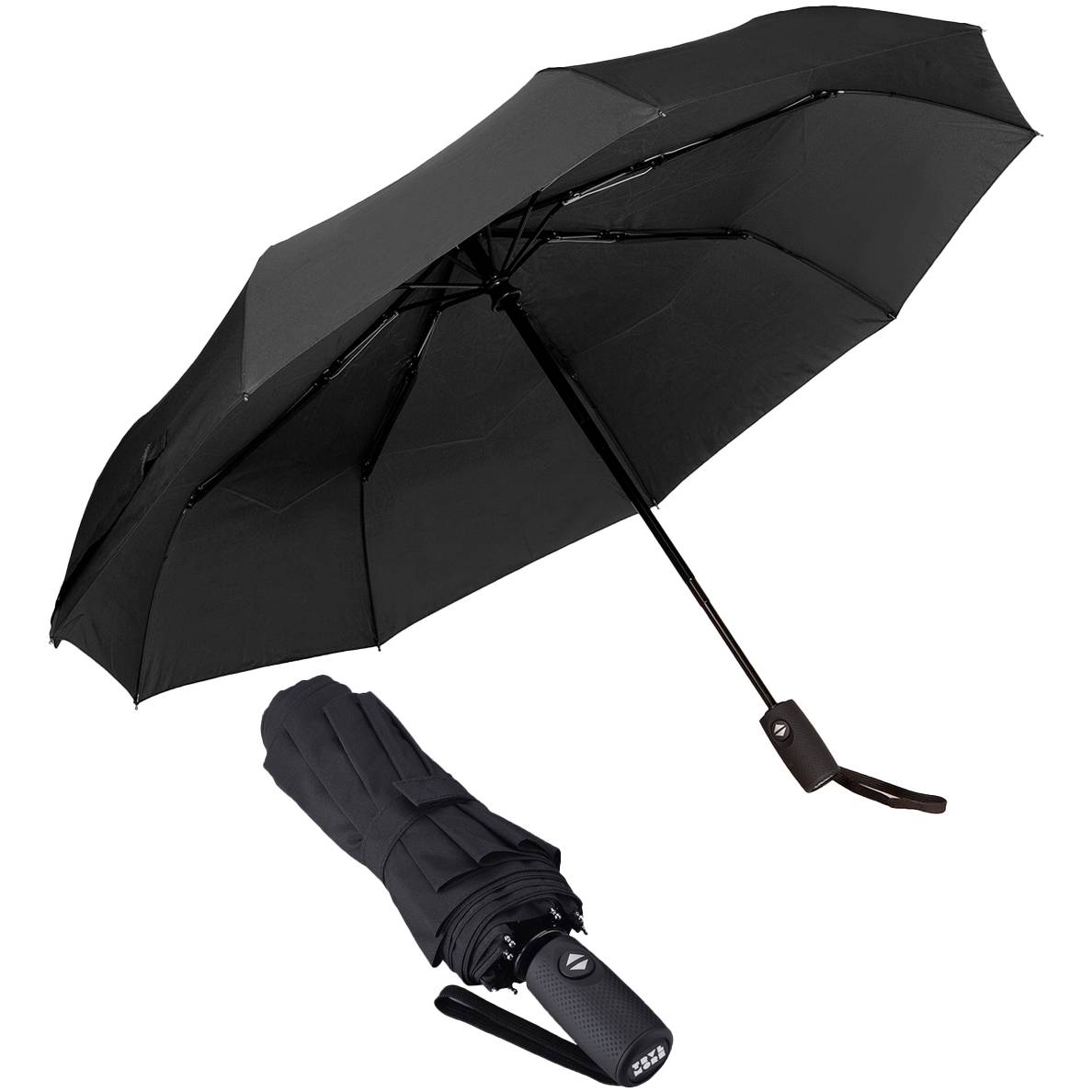 TRVLMORE automatische stormparaplu 107 cm diameter Zwart – lichtgewicht en windbestendig