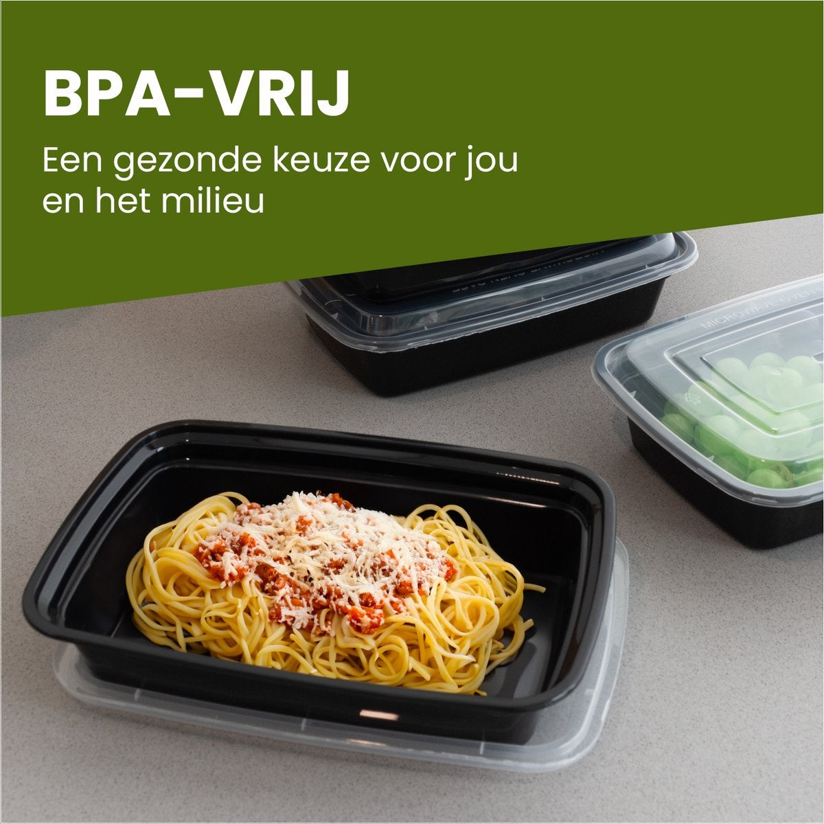 Nimma Meal Prep Bakjes - 30 stuks - 1 Compartiment Vershoudbakjes - Plastic Bakjes met Deksel - 1L - Zwart