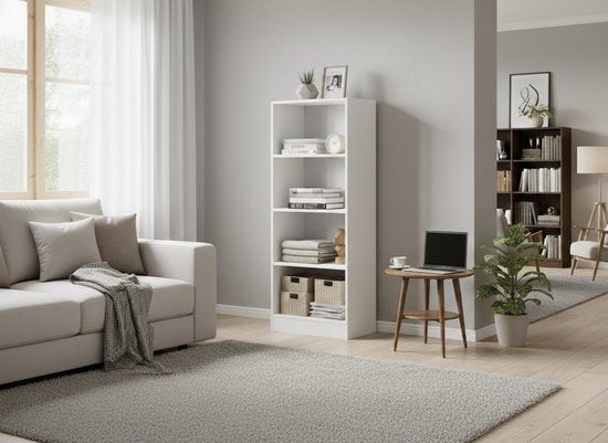 VDD – Vakkenkast – Vakkenkast Open – Wandkast – Vakkenkast wit - Boekenkast - Boeken kast - Boekenkast wit - Wand kast - Vakken kast - 50x30x130 cm - Wit