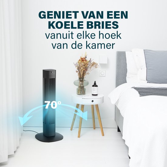 Slimme Torenventilator 80 cm – App & Afstandsbediening – Timerfunctie – Energiezuinig – Princess 358230 – Zwart
