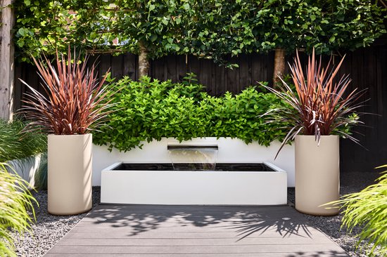 Elho Pure Cilinder High 40 - Grote Bloempot voor Binnen en Buiten - Gerecycled Plastic - Ø 39.5 x 72.7 - Balanced beige