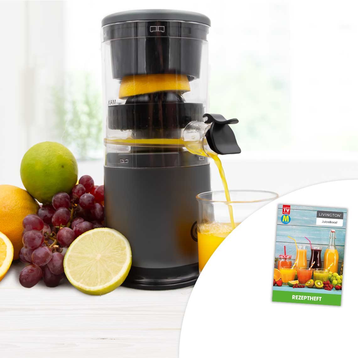 Livington JuiceBoost Draadloze Juicer - Inclusief Receptenboek - Compact & Licht - Vitaminesparend Sapmaken