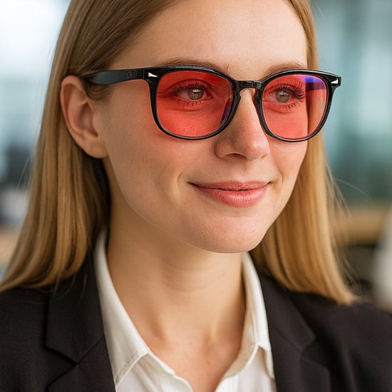 LC Eyewear Computerbril - Blauw Licht Bril Zonder Sterkte - Blue Light Glasses - Beeldschermbril Vierkant - Unisex Bril Zonder Sterkte - Rood