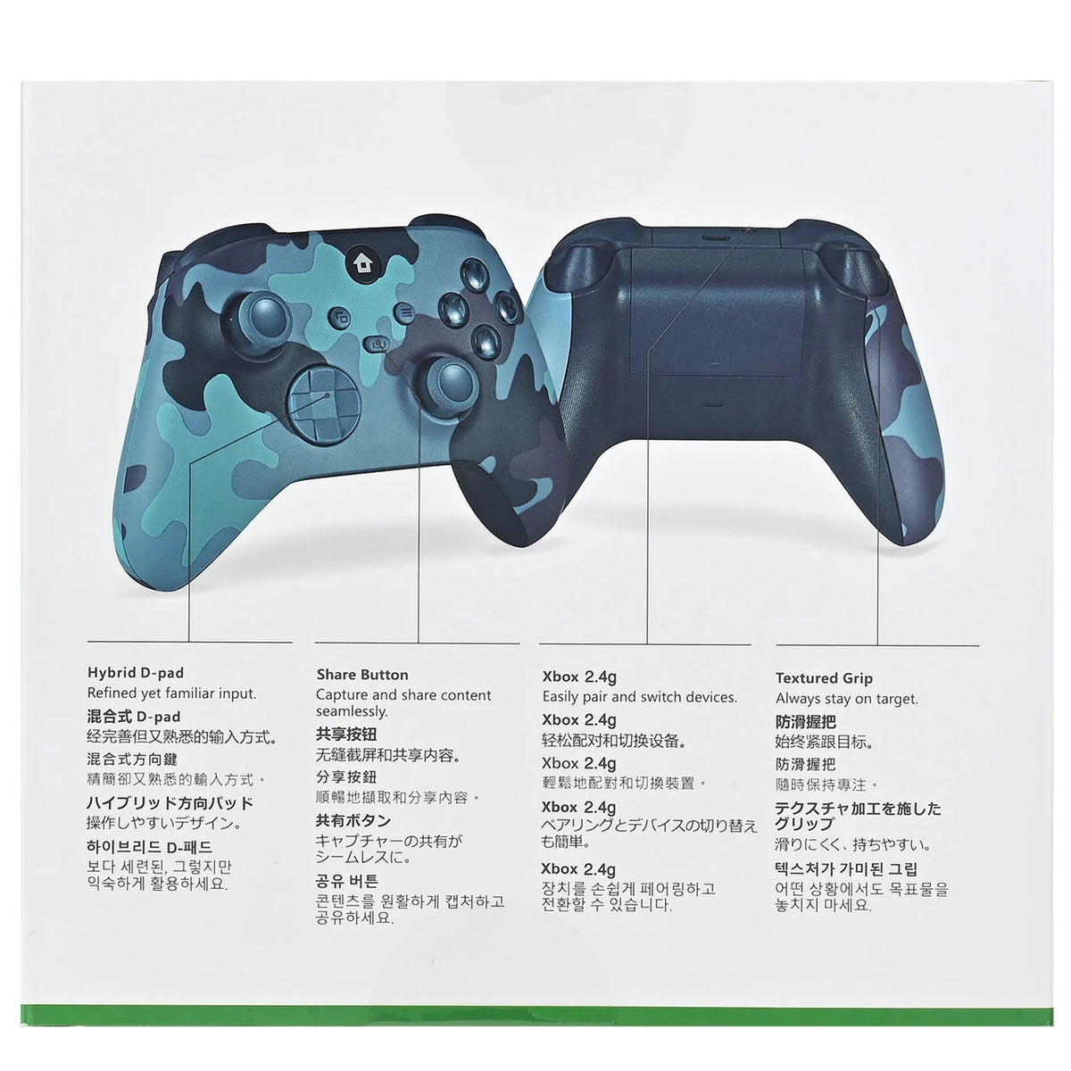 Rexsun WR007 Draadloze Gamecontroller - Camouflageblauw - 2.4G, Xbox One/PC, Trilfunctie