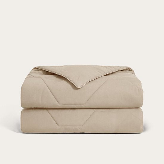 HappyBed Dekbed zonder overtrek 240x220 - Wasbaar Zomerdekbed - Bedrukt dekbed zonder hoes - Hoesloos Dekbed - Lits Jumeaux - Taupe