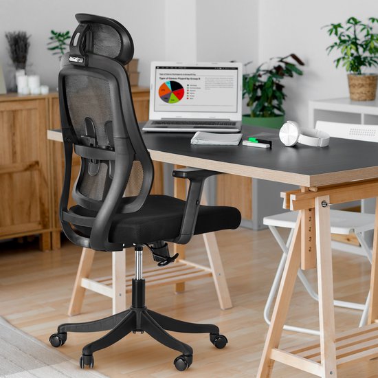 Bayt Ergonomische Bureaustoel - Office chair - Bureaustoel - Bureaustoel Volwassenen - Kantoorstoel - Verstelbaar - Hoofdsteun - Zwart