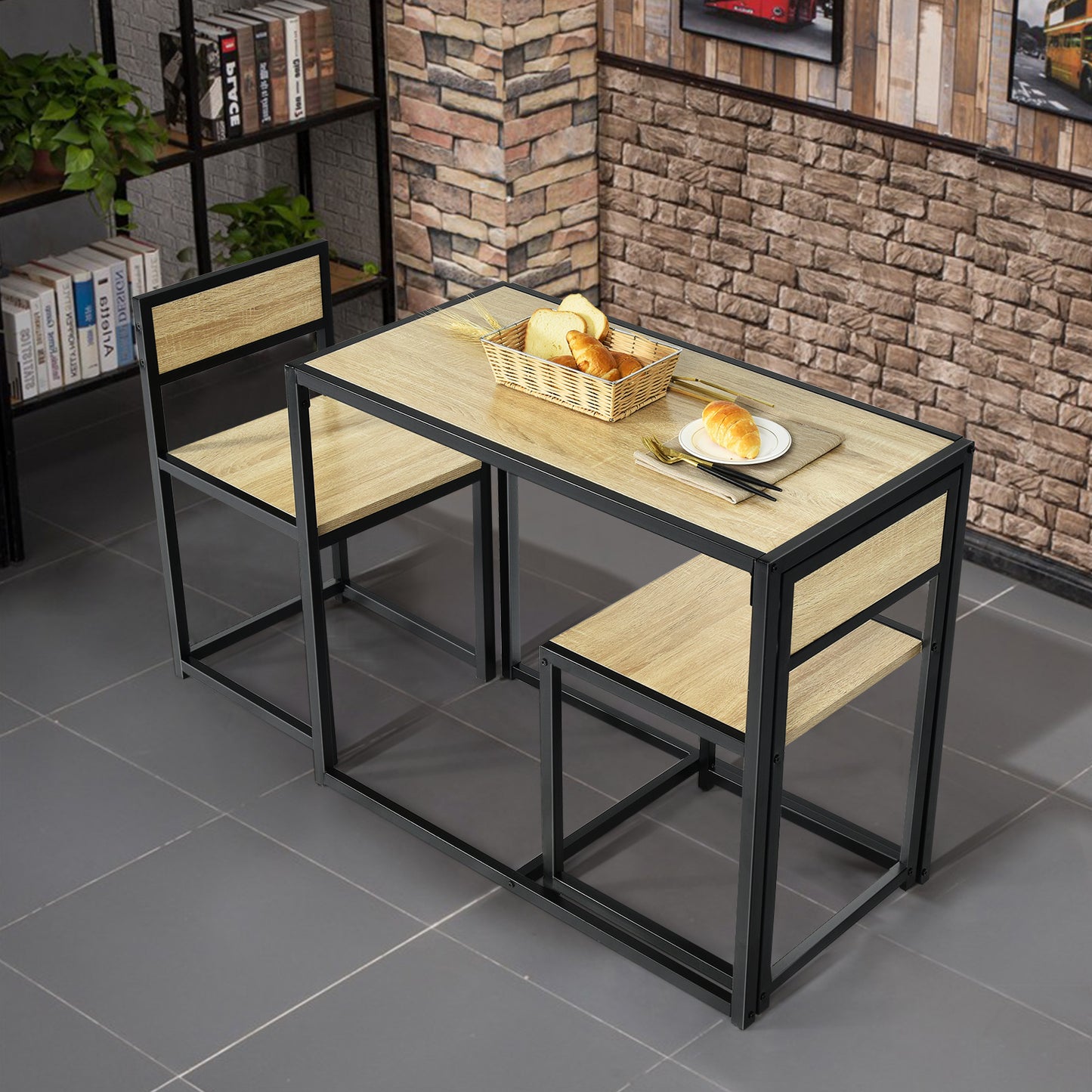 Coast 3-Delige Eettafel Set Bar Tafel Set Keuken Tafel Eettafel + 2 Stoelen Natuurlijk