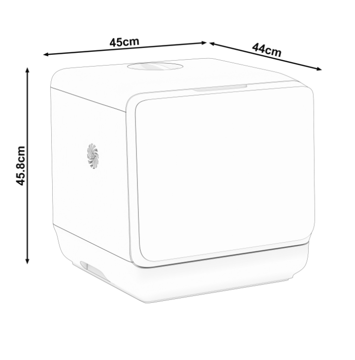 ELEGO Mini Vaatwasser Vrijstaand - Wit - 45 x 44 x 45,8 cm - 4 Programma's, Timer