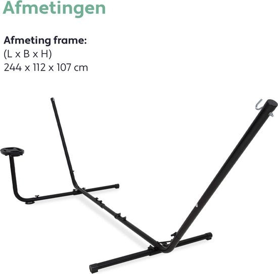 Hangmat Standaard 2 Persoons met Bekerhouder - Verstelbaar - Weerbestendig – tot 205 kg – Incl. Draagtas