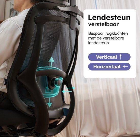 Roveo Ergonomische Bureaustoel - Office Gaming Chair - Volwassenen Game Stoel - Gamestoel - Zwart