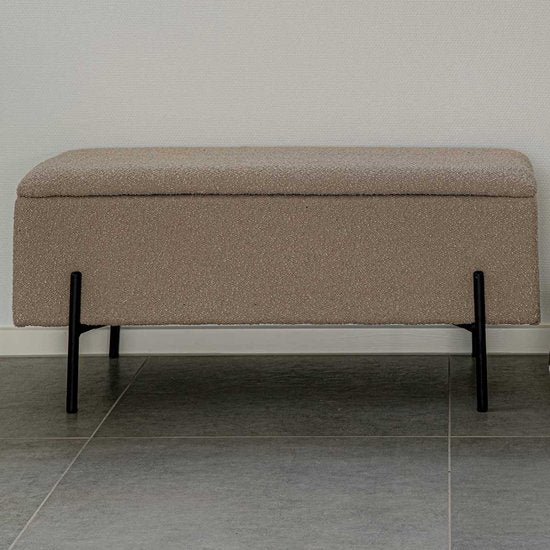 House Nordic Bankje Watford Bouclé met Opslag Beige 95x36,5x46cm