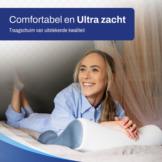 Sleeptight Ergonomisch Hoofdkussen Nekklachten - Anti Snurk kussen Orthopedisch - Verkoelend Apneu Kussen – Medium Zacht Traagschuim - Zijslaper - 60x40x12cm