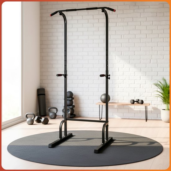 Fitby Pull Up Station - Krachtstation - Pull Up Bar - Dip Station - Optrekstang - Home gym - Fitness - Hoogte Verstelbaar - Zwart
