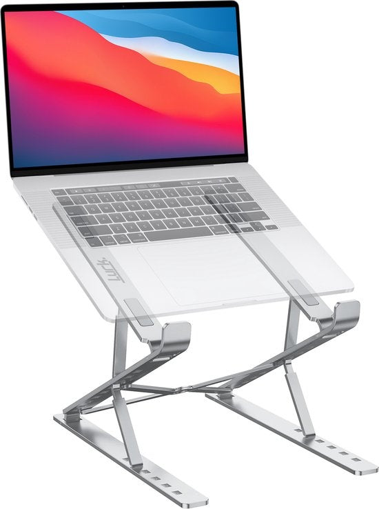 LURK® laptop standaard Opvouwbaar – Ergonomische Laptophouder – Hoogte verstelbaar – Notebook/boek/tablet – Aluminium – 11 t/m 17 inch