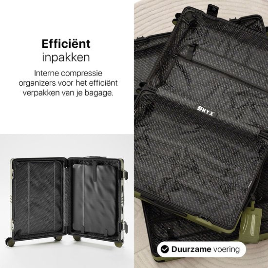 ONYX Check-in Koffer 65 Liter - Reiskoffer met TSA slot - Spinner wielen - Lichtgewicht Trolley - Aluminium sluiting - Olive groen