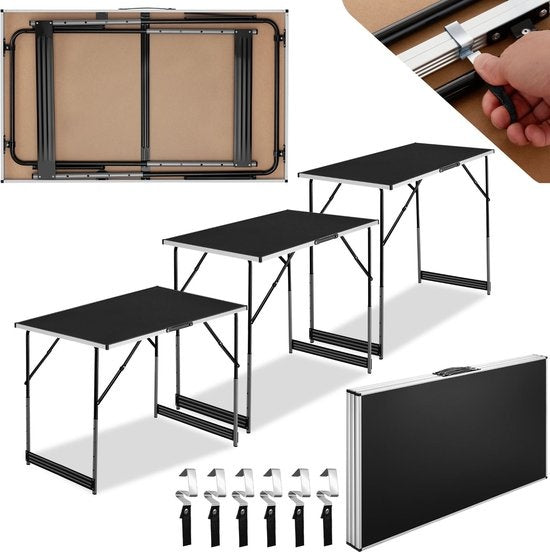 TecTake Klaptafel – Aluminium Frame, 4 Hoogtestanden – 300 x 60 cm – Zilver