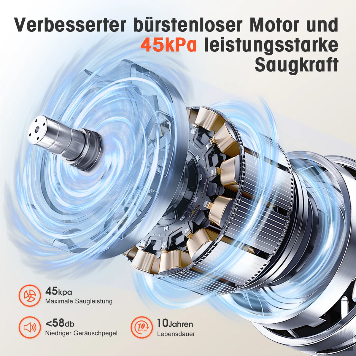 Daynee N850 Draadloze Steelstofzuiger – 45.000 Pa – 50 Min. Accuduur – Zwart en Paars – Kunststof