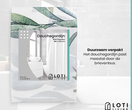 Loti Living Douchegordijn Anti Schimmel – Hangplant - Inclusief ringen – Waterdicht - Polyester - Douchegordijn 180x200 cm