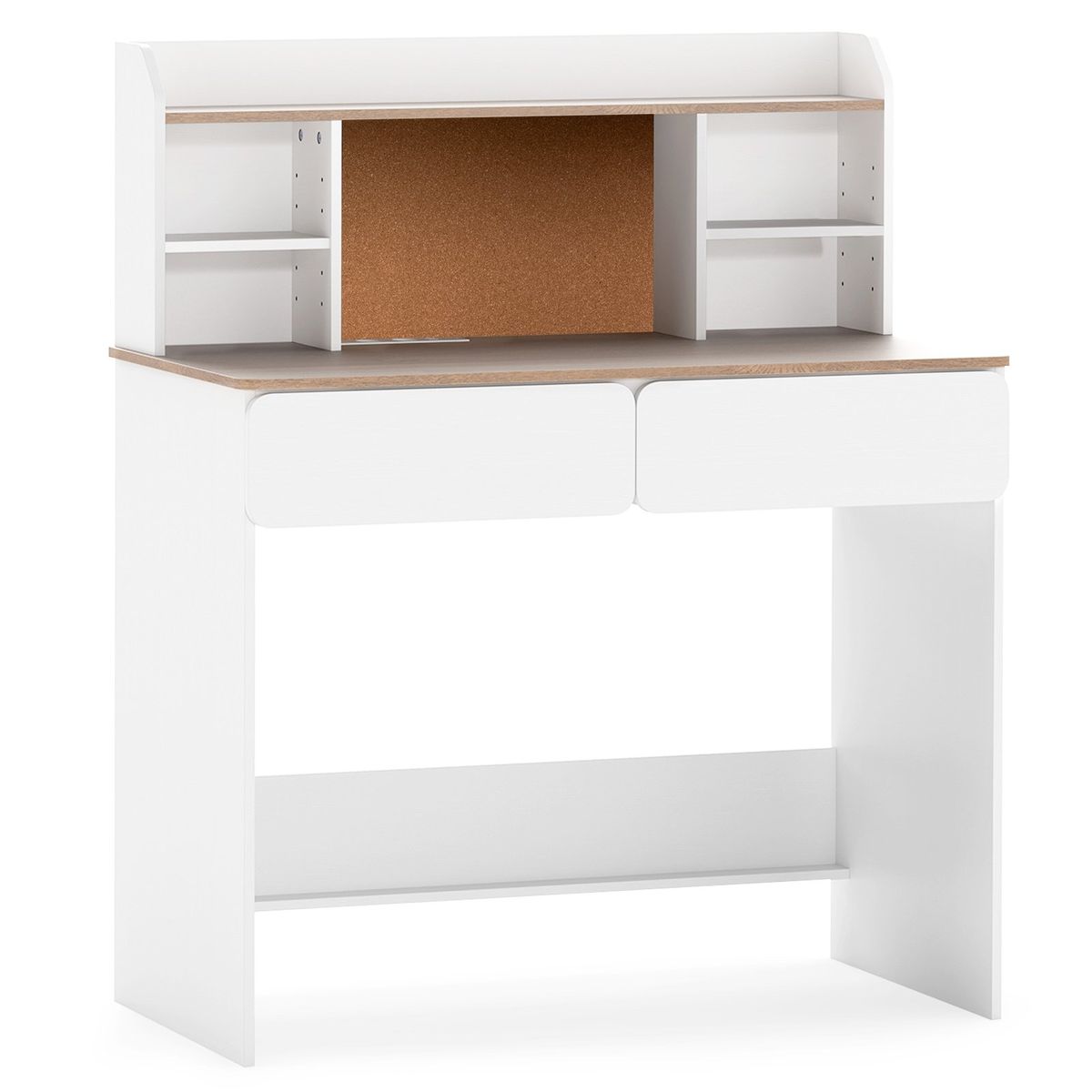 Coast Kinderschrijftafel met kurken prikbord - oplaadstation - ruime opbergruimte - wit